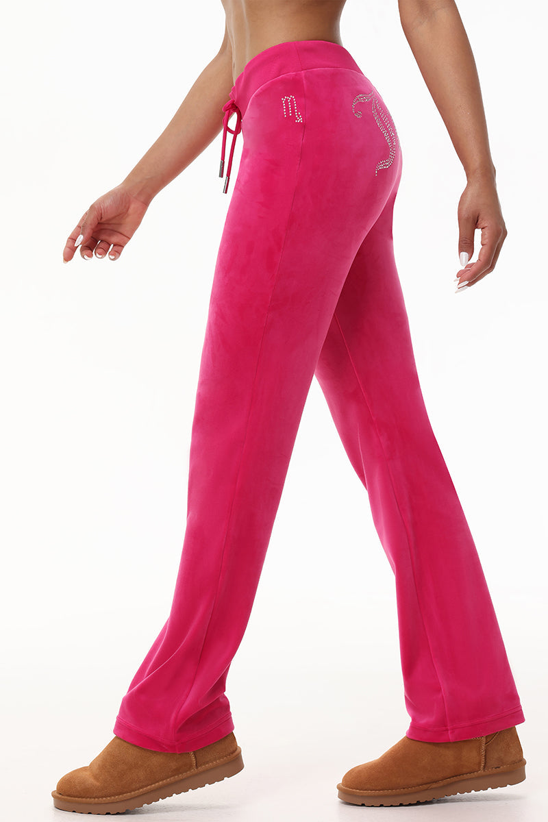 Custom Zodiac OG Big Bling Velour Track Pants - Free Love - Juicy Couture