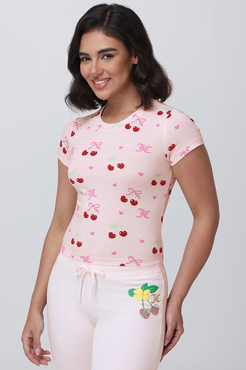 All Over Cherry Baby Tee - Cherry Print - Juicy Couture