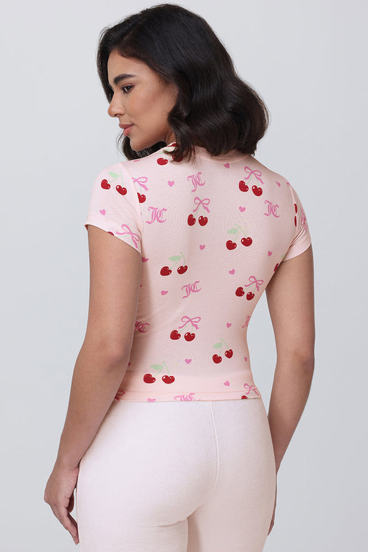 All Over Cherry Baby Tee - Cherry Print - Juicy Couture