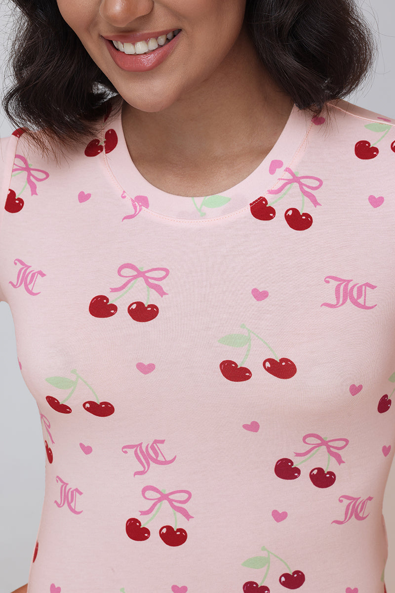All Over Cherry Baby Tee - Cherry Print - Juicy Couture