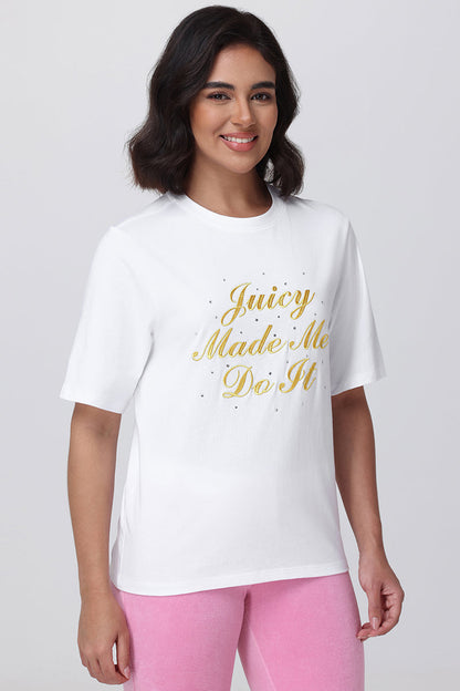 Made Me Do It Heritage Oversized Tee - Bleached White - Juicy Couture