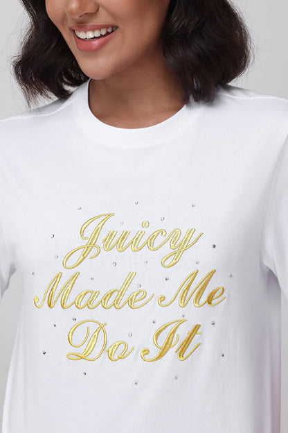 Made Me Do It Heritage Oversized Tee - Bleached White - Juicy Couture