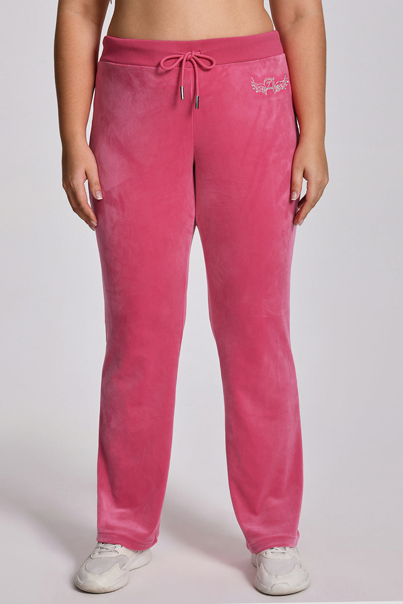 Plus-Size Angel Couture Big Bling Velour Track Pants - Bubblegum - Juicy Couture