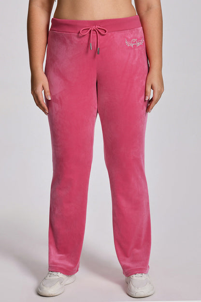 Plus-Size Angel Couture Big Bling Velour Track Pants - Bubblegum - Juicy Couture