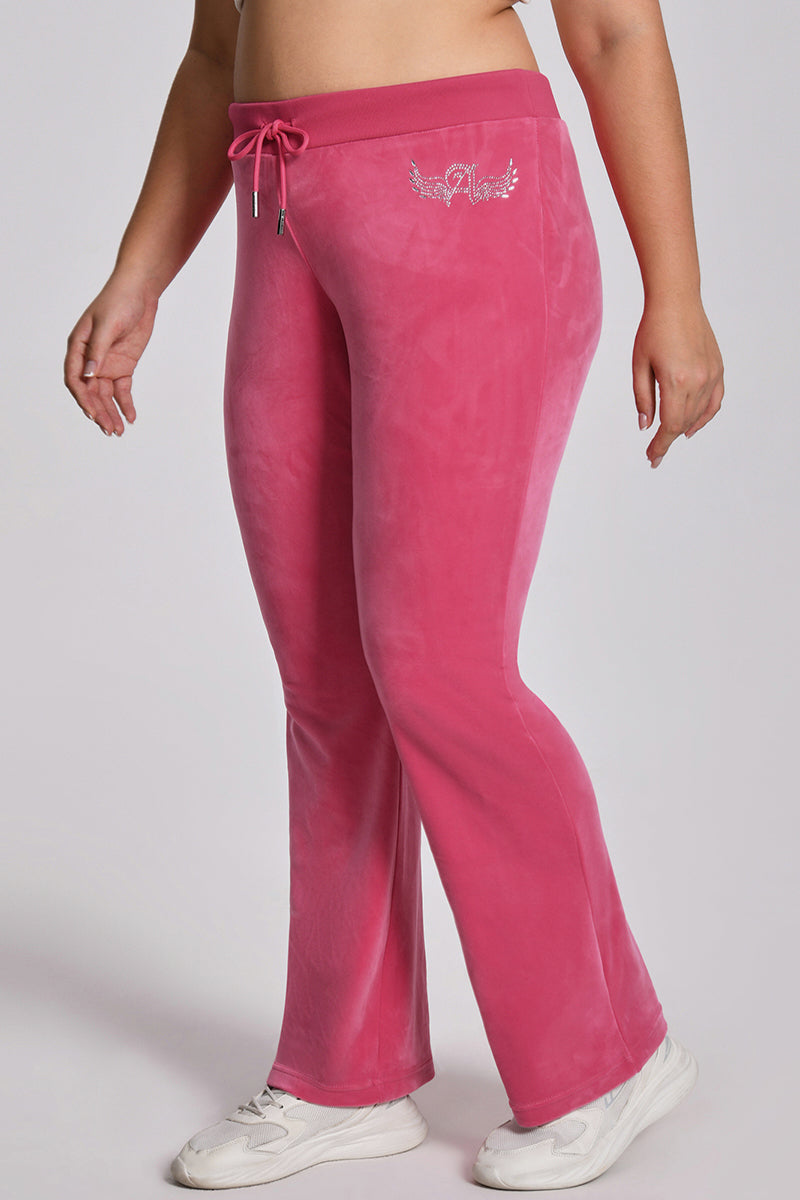 Plus-Size Angel Couture Big Bling Velour Track Pants - Bubblegum - Juicy Couture