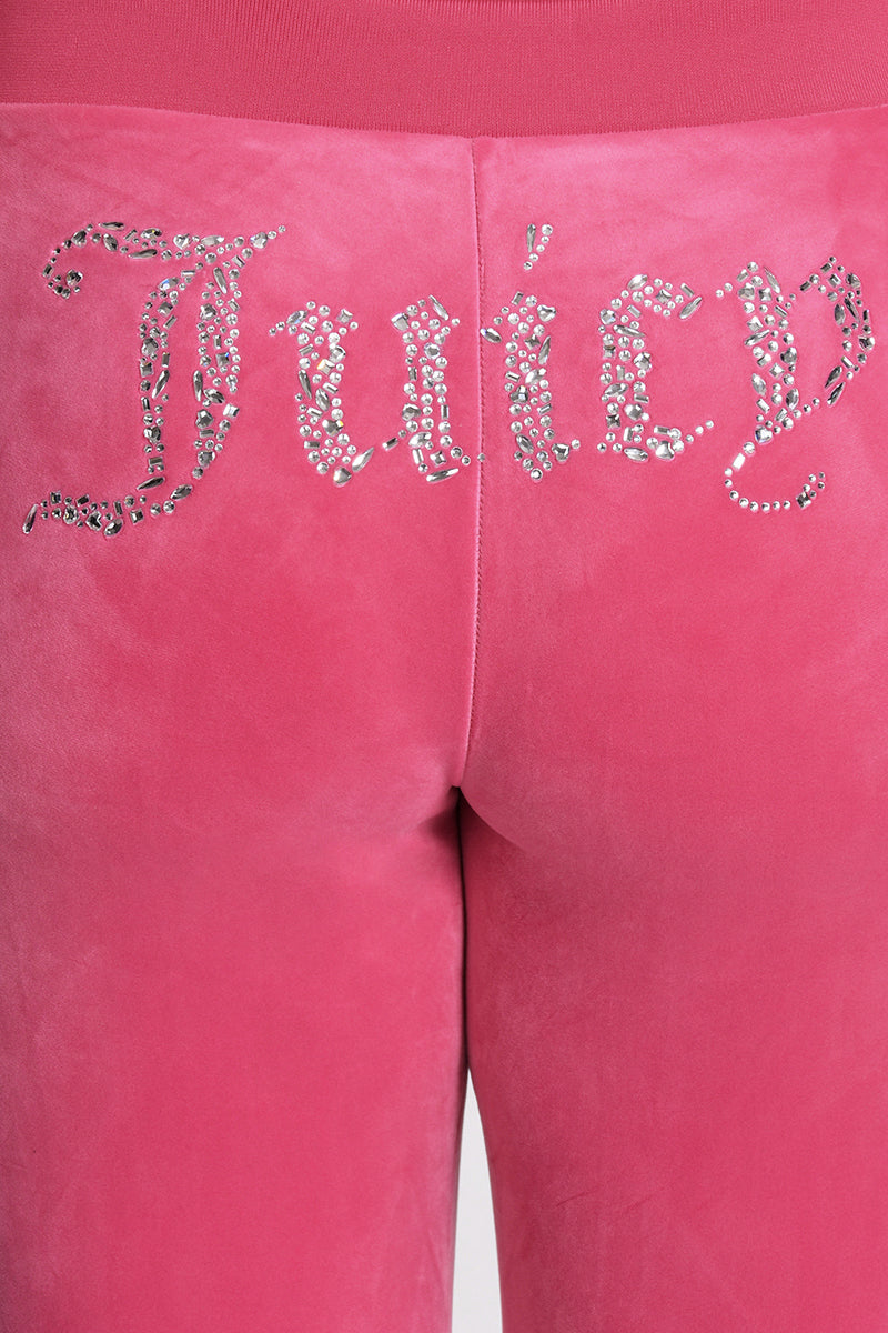 Plus-Size Angel Couture Big Bling Velour Track Pants - Bubblegum - Juicy Couture
