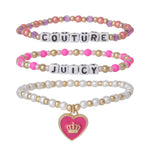 Kids Choose Juicy Heart Charm 3 Piece Beaded Bracelet Set - Goldtone - Juicy Couture