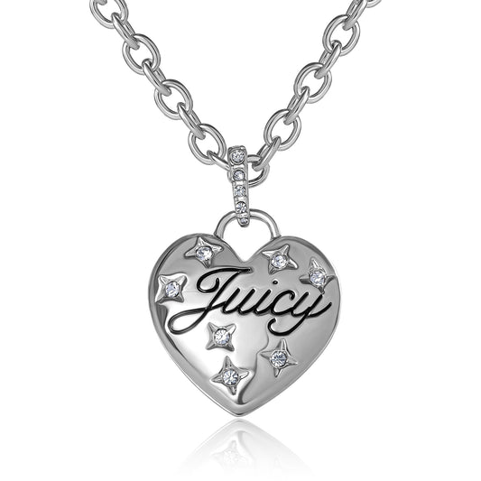Heart Pendant Necklace - Silvertone - Juicy Couture