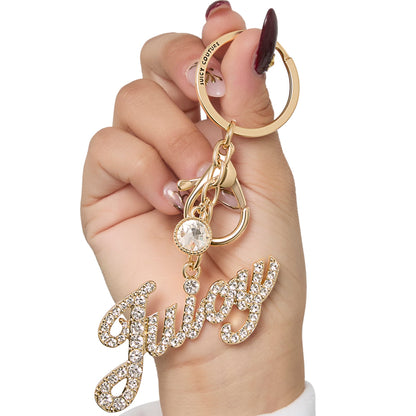 Juicy Logo Bling Keychain Bag Charm - Goldtone - Juicy Couture