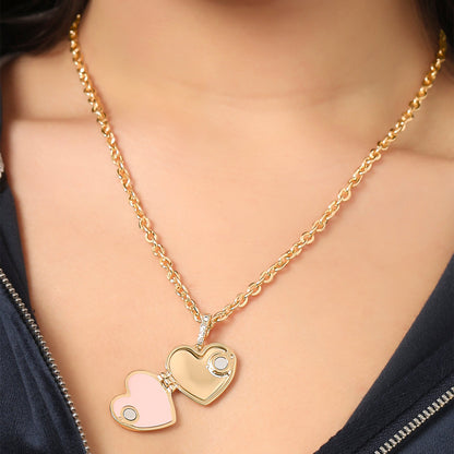 Crystal Heart Locket Pendant Necklace - Goldtone - Juicy Couture