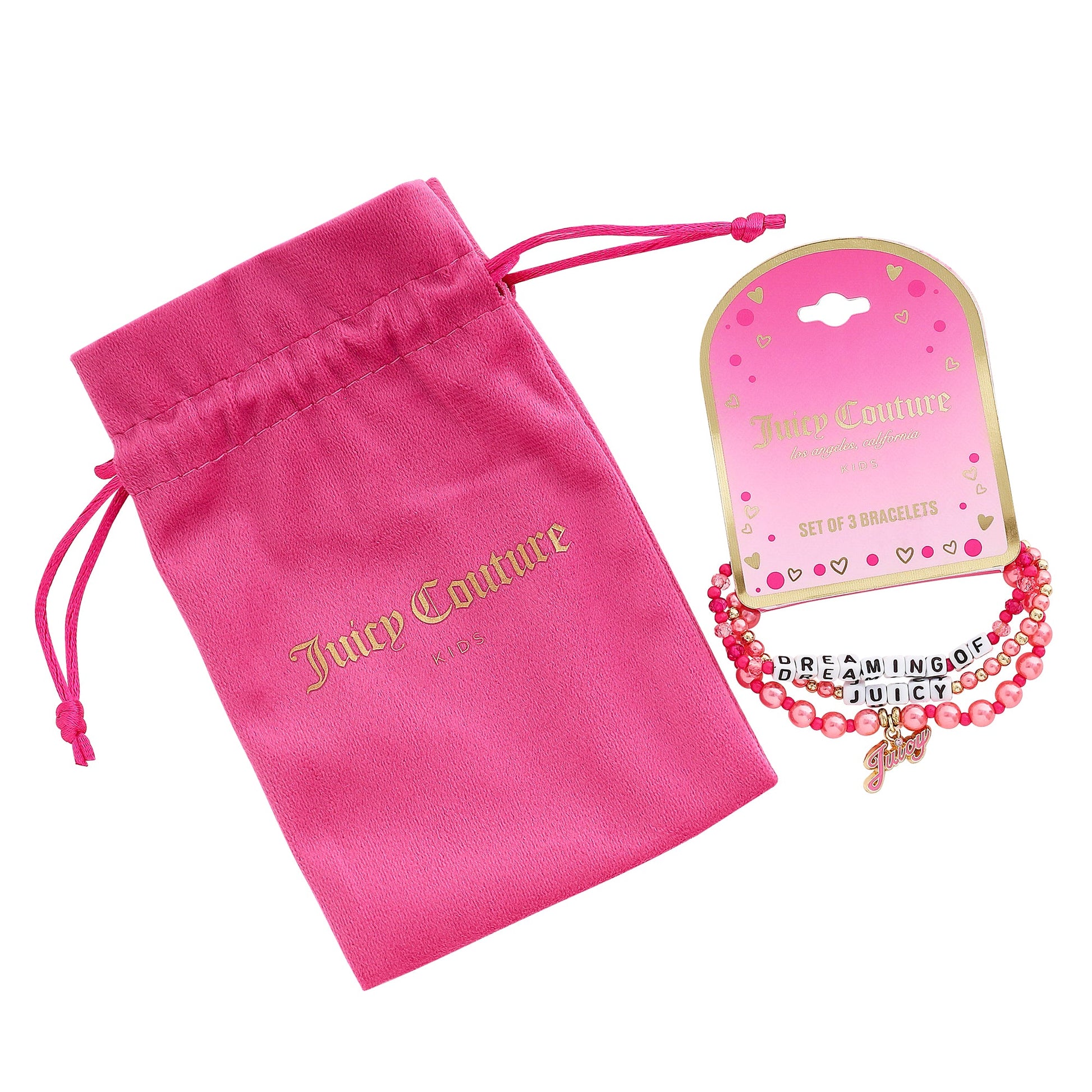 Kids Dreaming of Juicy 3 Piece Stretch Beaded Bracelet Set - Goldtone - Juicy Couture