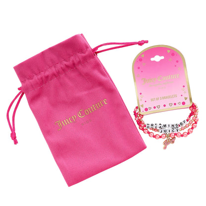 Kids Dreaming of Juicy 3 Piece Stretch Beaded Bracelet Set - Goldtone - Juicy Couture