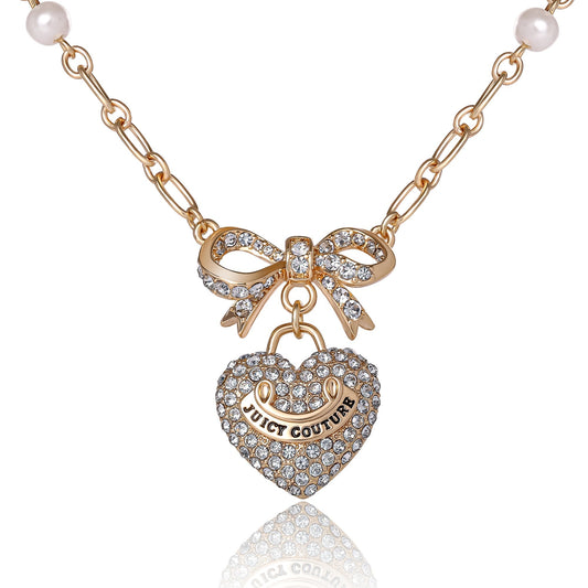 Pearl Heart Pendant Necklace - Goldtone - Juicy Couture