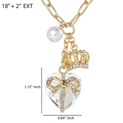Double Chain Heart Charm Bracelet - Goldtone - Juicy Couture