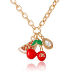 Cherry & Watermelon Charm Necklace - Goldtone - Juicy Couture