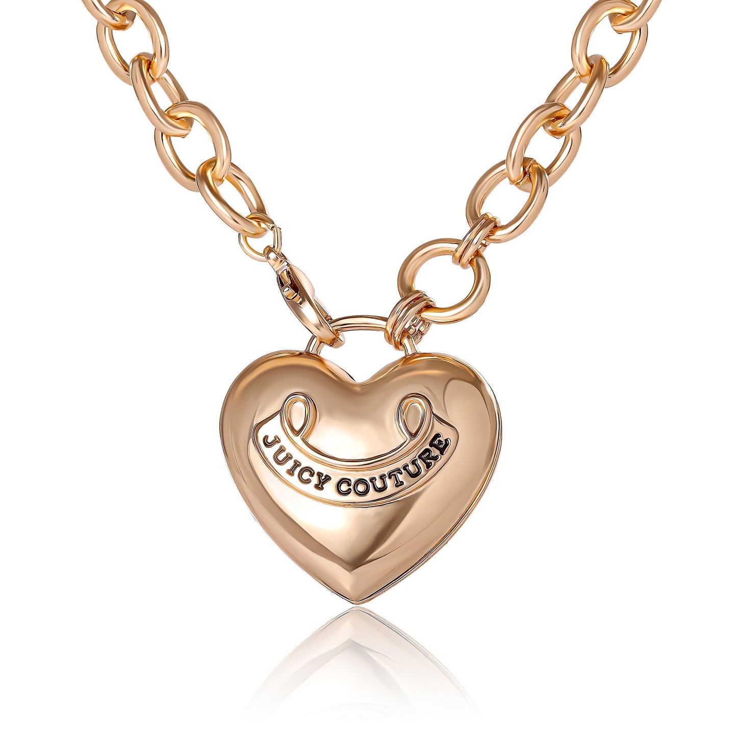Long Heart Pendant Necklace - Goldtone - Juicy Couture