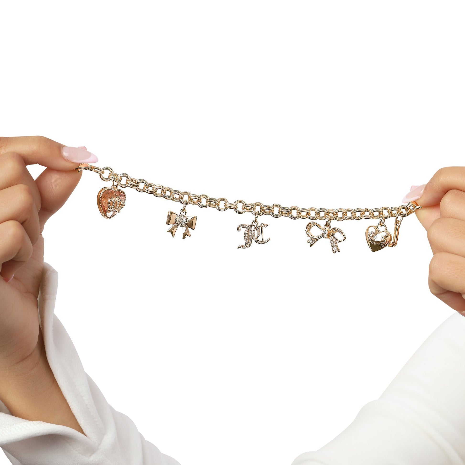 Charm Bracelet with Bow and Pave Details - Goldtone - Juicy Couture