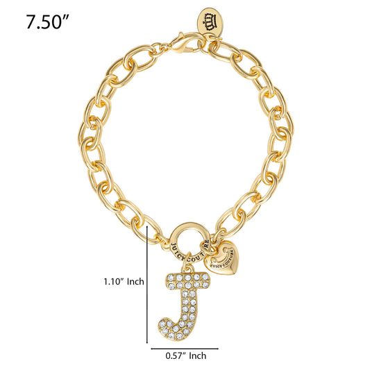 Pavé Initial Charm Bracelet, Letter J - Goldtone - Juicy Couture