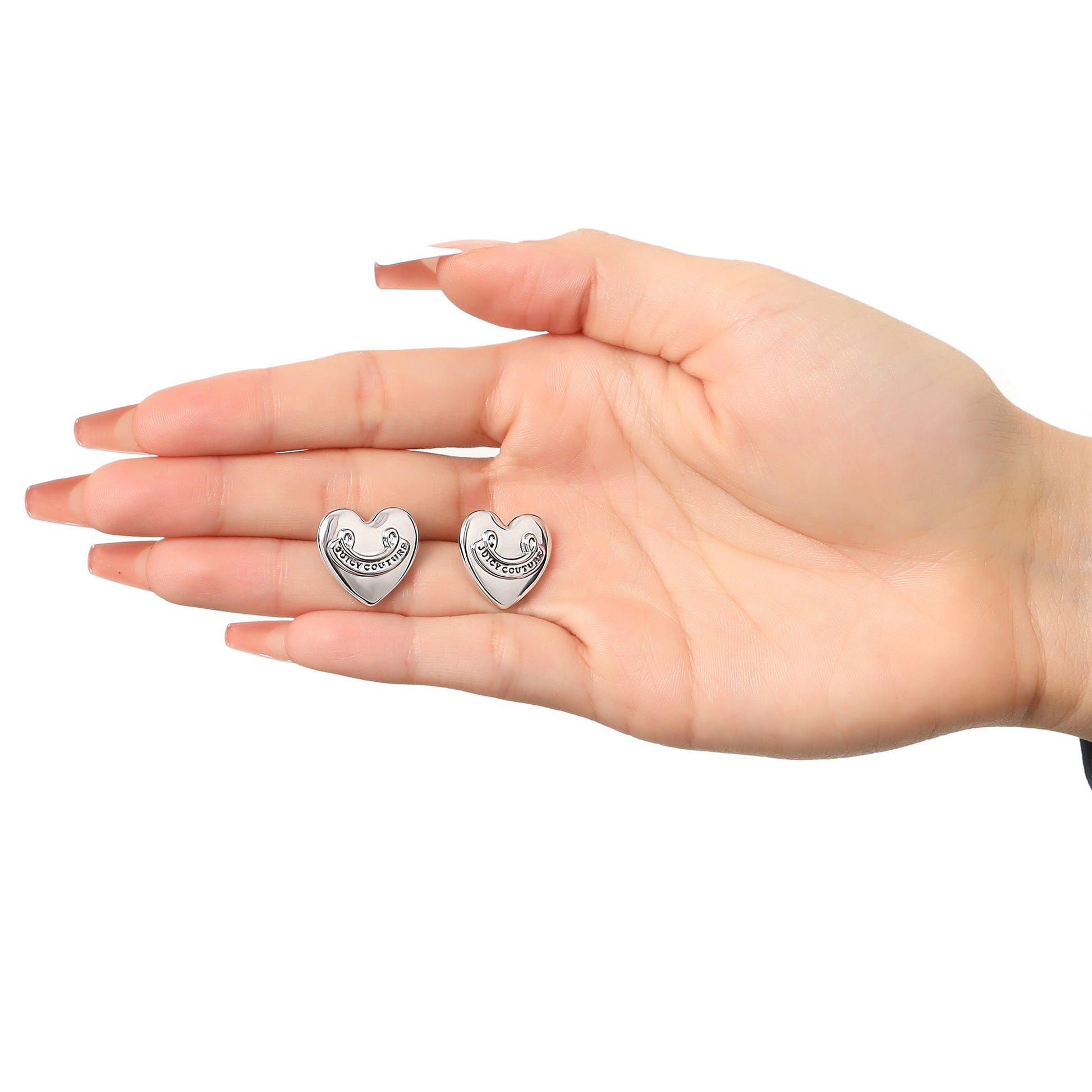 Heart Stud Earrings - Silvertone - Juicy Couture