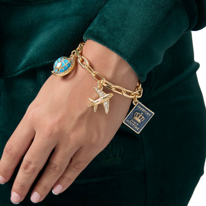Travel Icons Charm Bracelet - Goldtone - Juicy Couture