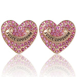 Heart Stud Earrings with Crystal Accents - Pink Crystals - Juicy Couture