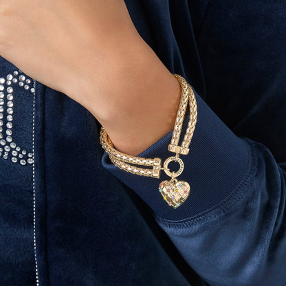 Double Chain Heart Padlock Necklace - Goldtone - Juicy Couture