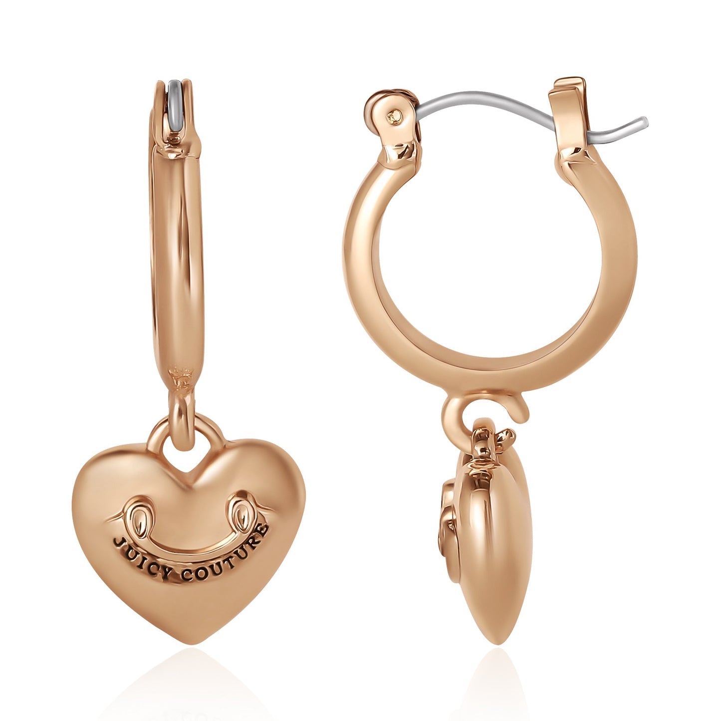 Heart Charm Hoop Earrings - Goldtone - Juicy Couture