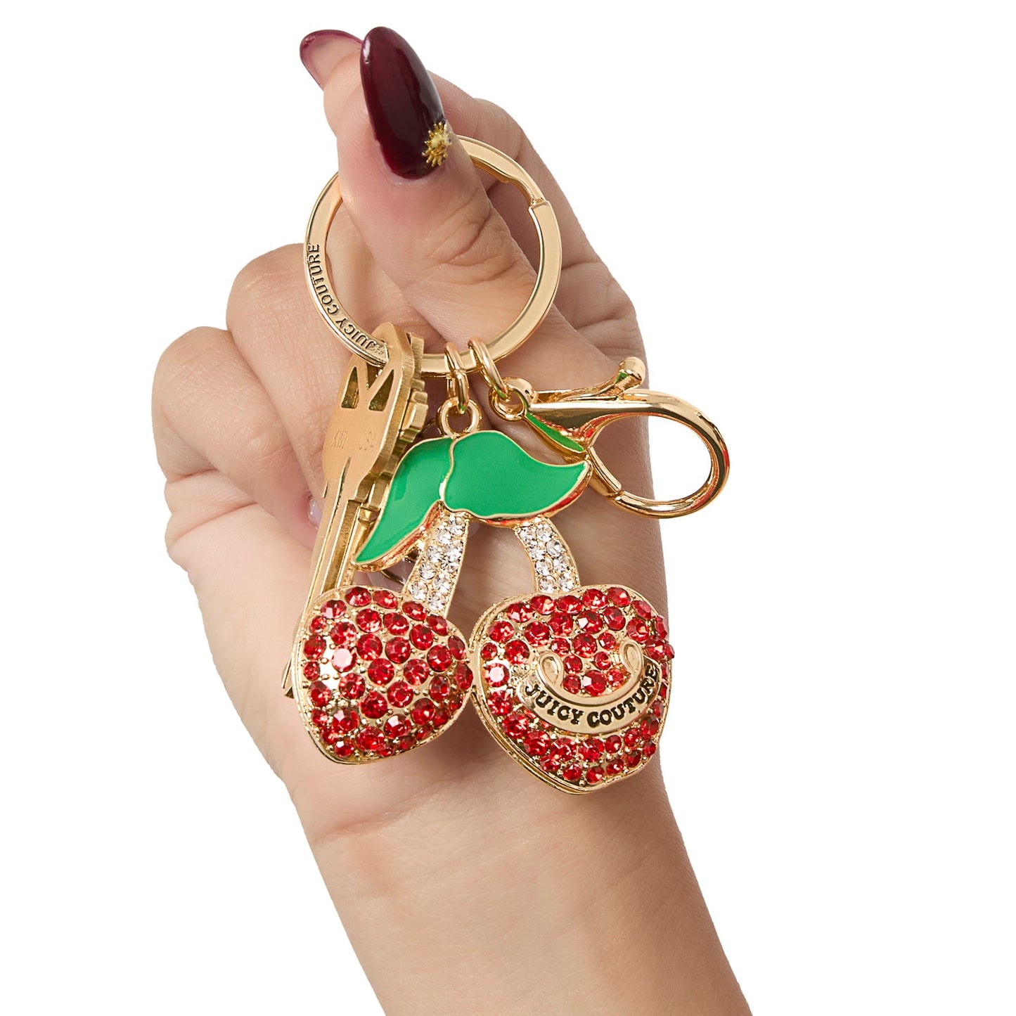 Cherry Charm Keychain Bag Charm - Goldtone - Juicy Couture
