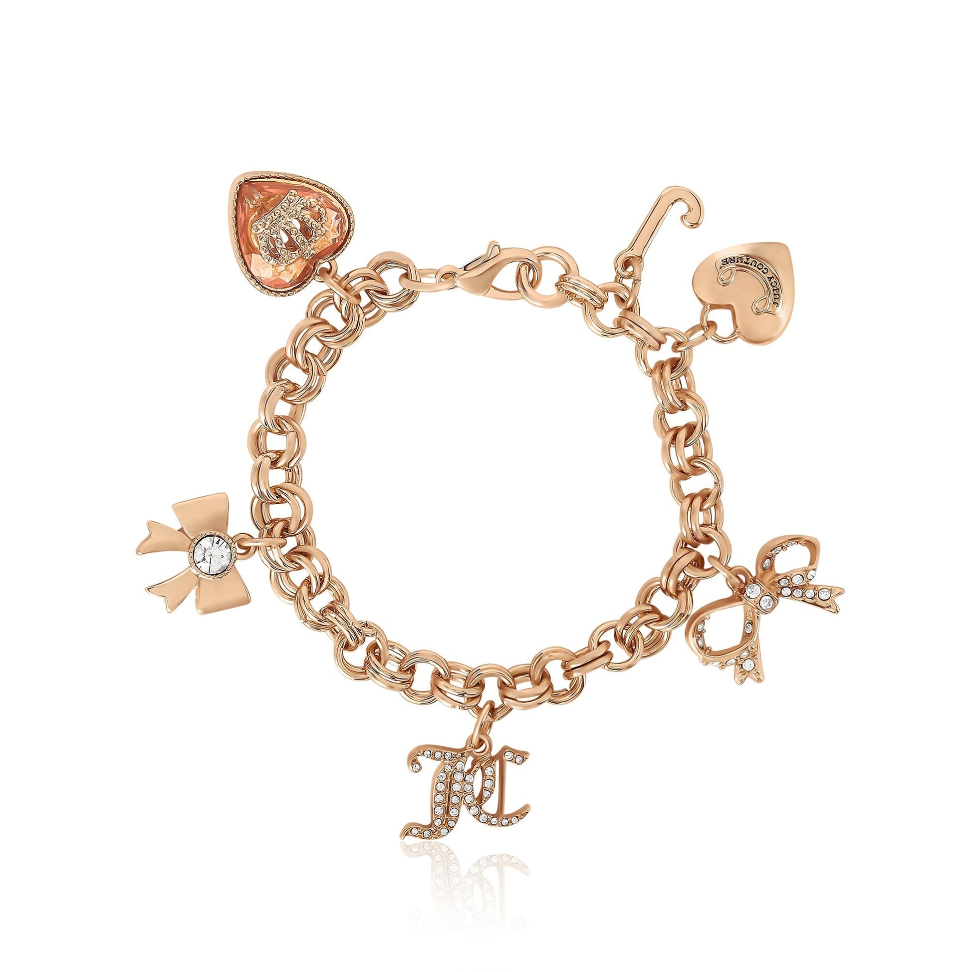 Charm Bracelet with Bow and Pave Details - Goldtone - Juicy Couture