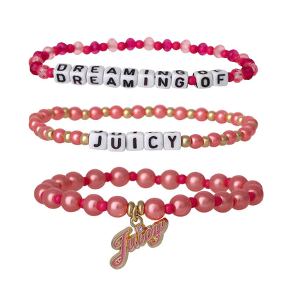 Kids Dreaming of Juicy 3 Piece Stretch Beaded Bracelet Set - Goldtone - Juicy Couture