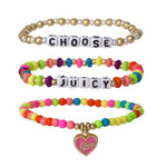 Kids Choose Juicy Heart Charm 3 Piece Stretch Beaded Bracelet Set - Goldtone - Juicy Couture