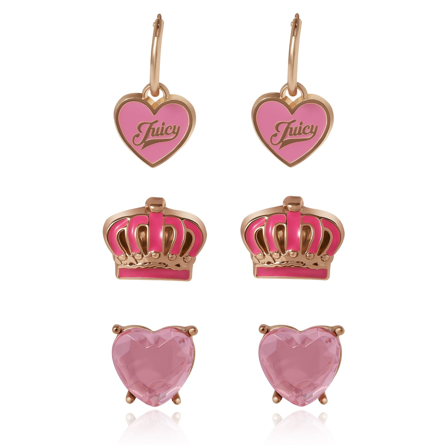 Kids 3-Pair Stylish Stud Earrings Set - Goldtone - Juicy Couture
