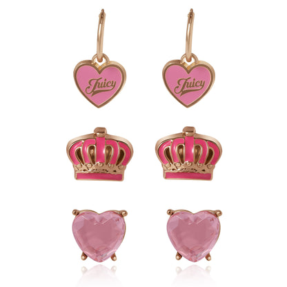 Kids 3-Pair Stylish Stud Earrings Set - Goldtone - Juicy Couture