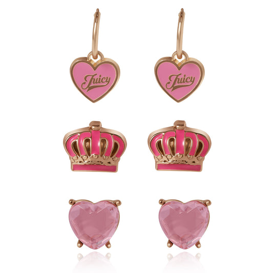 Kids 3-Pair Stylish Stud Earrings Set - Goldtone - Juicy Couture