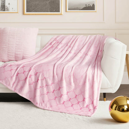 Plush Throw Blanket - Logo Diamonds Pink - Juicy Couture