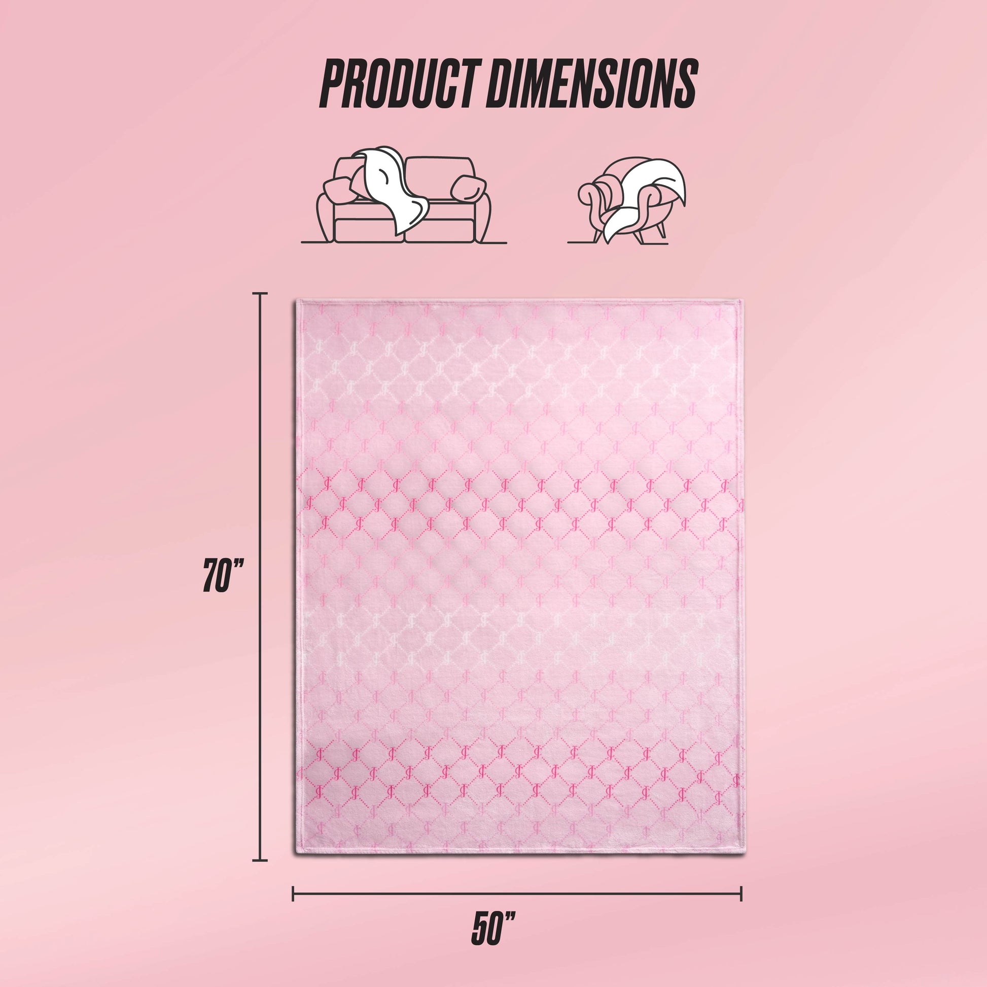 Plush Throw Blanket - Logo Diamonds Pink - Juicy Couture