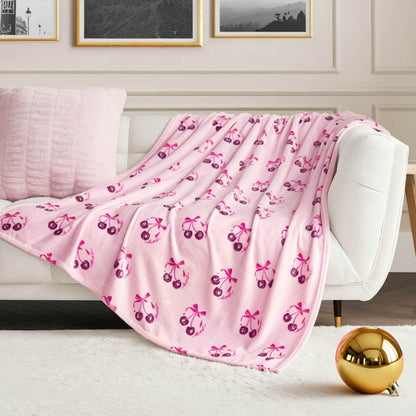 Plush Throw Blanket - Disco Cherry Bows Pink - Juicy Couture