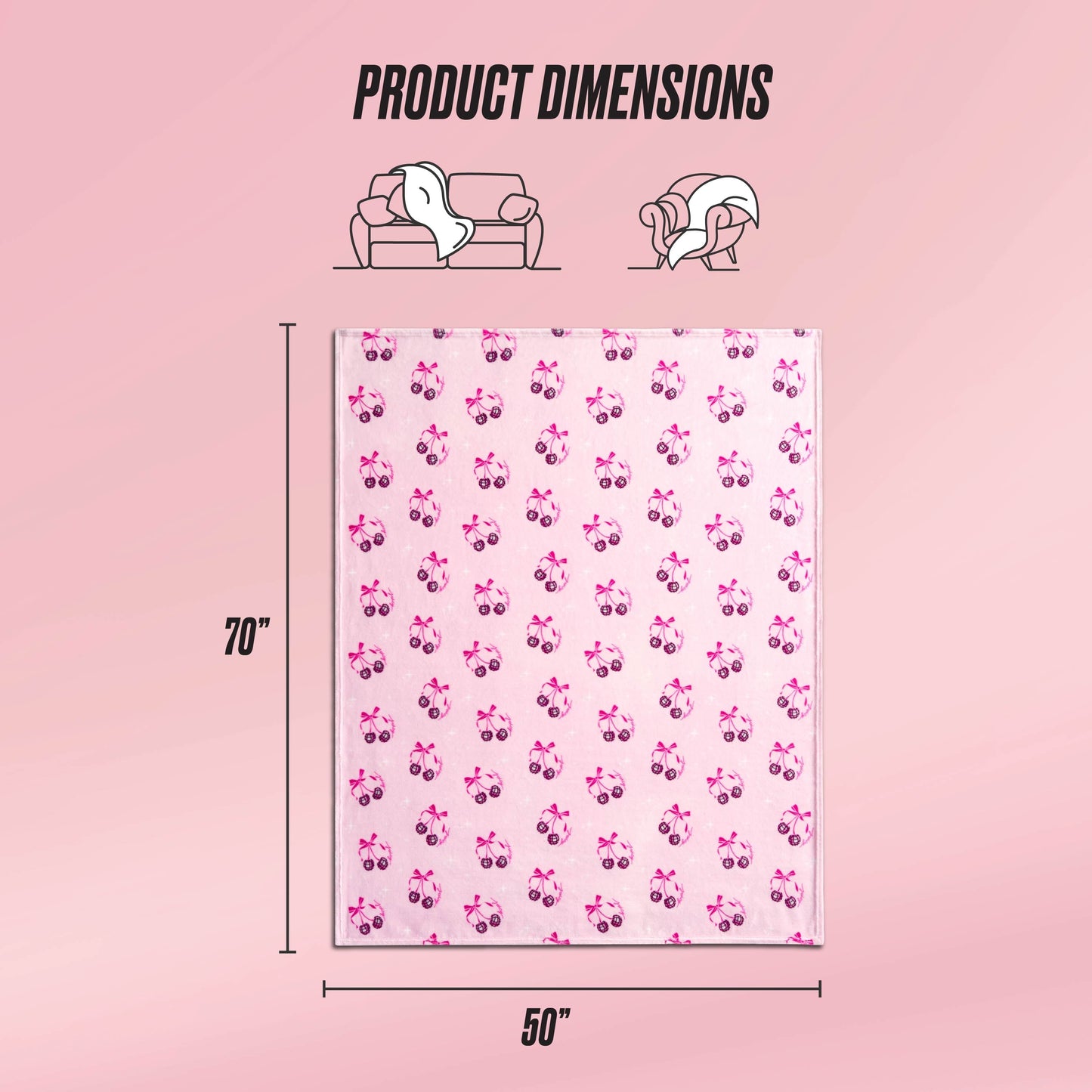 Plush Throw Blanket - Disco Cherry Bows Pink - Juicy Couture