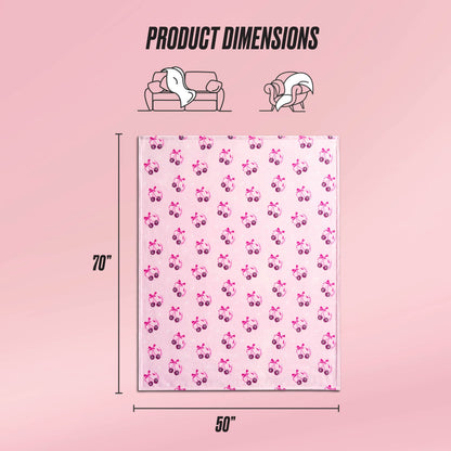 Plush Throw Blanket - Disco Cherry Bows Pink - Juicy Couture
