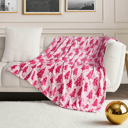 Plush Throw Blanket - Snow Trees Pink - Juicy Couture