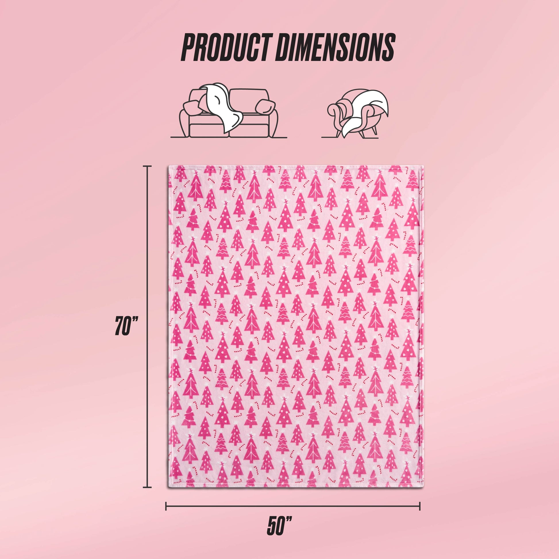 Plush Throw Blanket - Snow Trees Pink - Juicy Couture