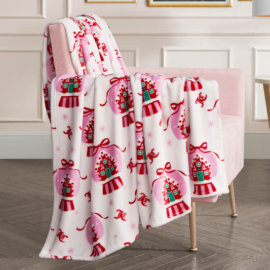 Plush Throw Blanket - Winter Snowglobe White - Juicy Couture