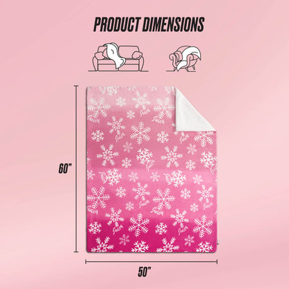 Plush Reversible Sherpa Throw Blanket - Pink Ombre Snowflake - Juicy Couture