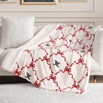 Plush Reversible Sherpa Throw Blanket - Red Beautiful Bow Lattice - Juicy Couture