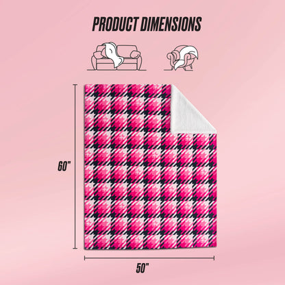 Plush Reversible Sherpa Throw Blanket - Hot Pink Tweed - Juicy Couture