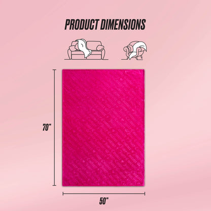 Embossed Plush Throw Blanket - Hot Pink Embossed Diagonal Logo - Juicy Couture