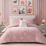 Embossed Plush Crown Comforter Set - Light Pink Crown - Juicy Couture