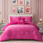 Embossed Plush Crown Comforter Set - Hot Pink Crown - Juicy Couture