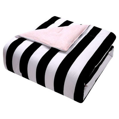 Cabana Striped Reversible Comforter Set - Black/White - Juicy Couture