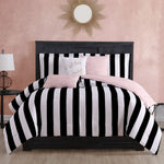 Cabana Striped Reversible Comforter Set - Black/White - Juicy Couture